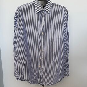 Nautica Men's Navy and White Striped Shirt